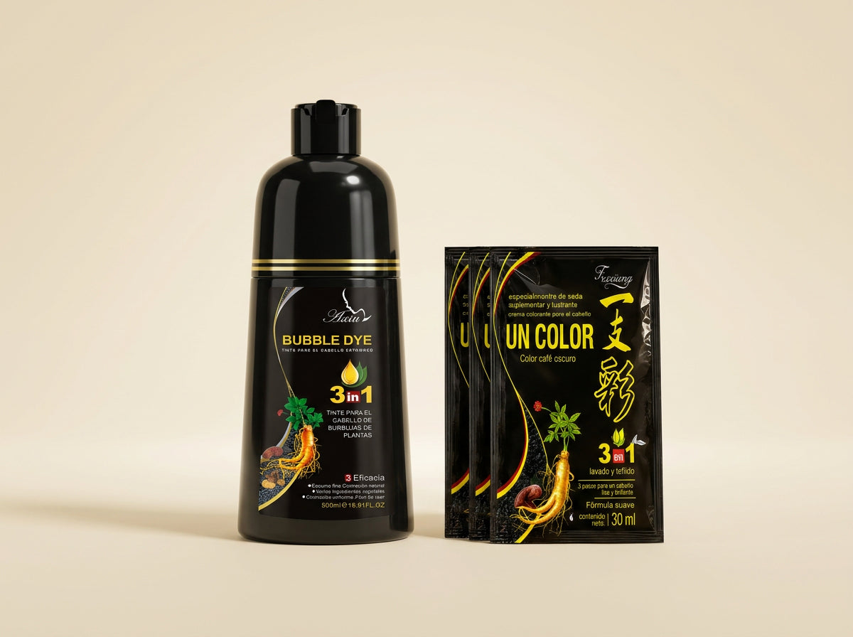 Botella Bubble Dye y sobres Feixiang, los dos formatos MiTono
